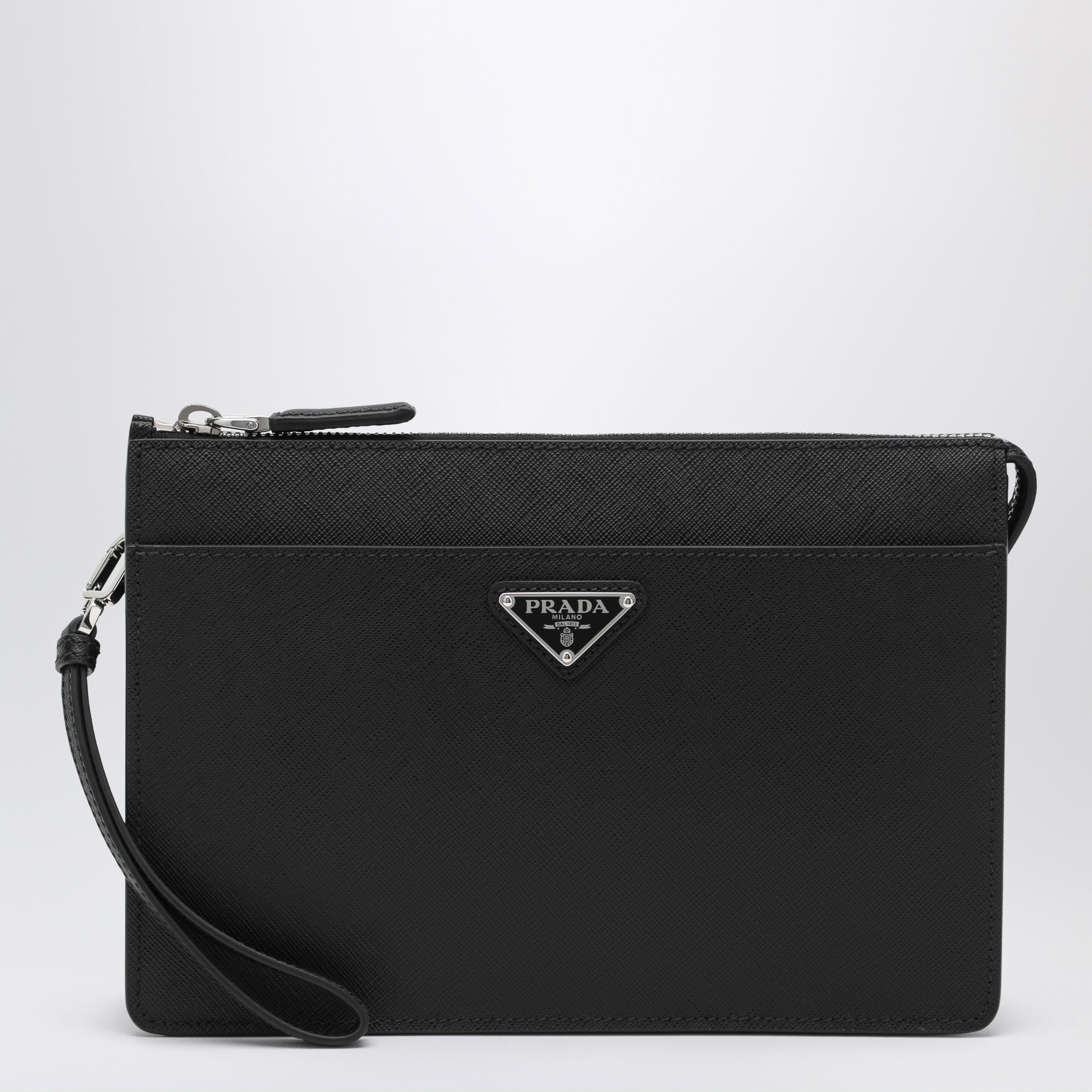 Prada Pouch nera in pelle Saffiano