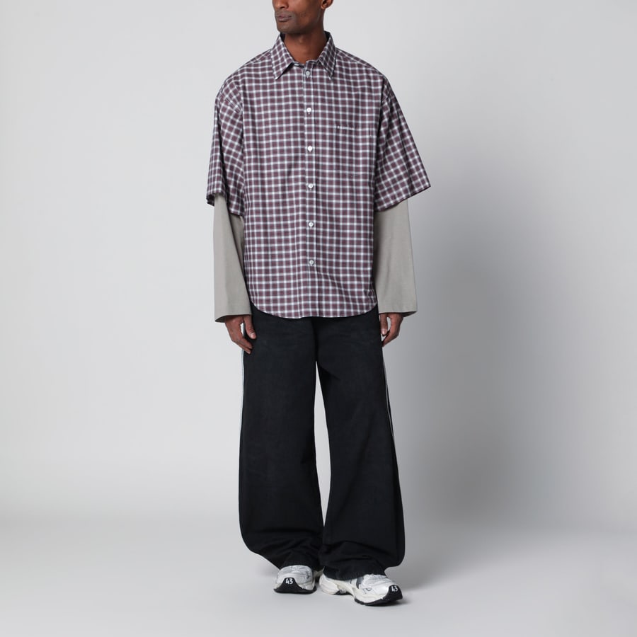 Balenciaga Pantaloni in denim con profili marrone scuro e nero, view 2