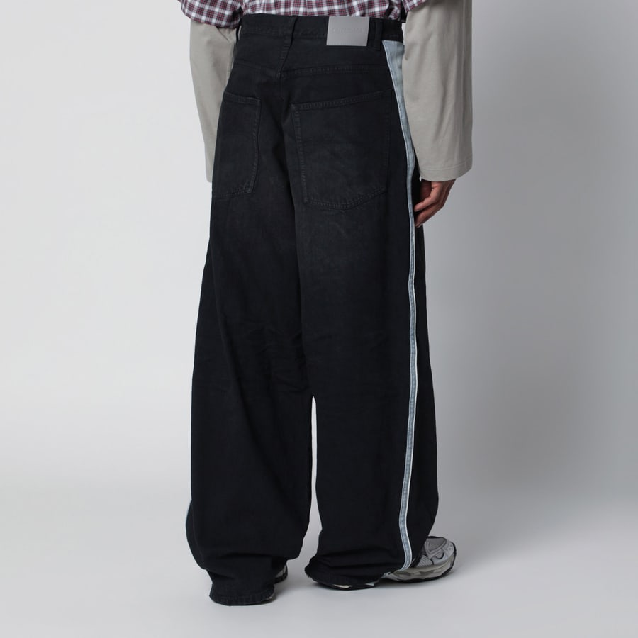 Balenciaga Pantaloni in denim con profili marrone scuro e nero, view 4