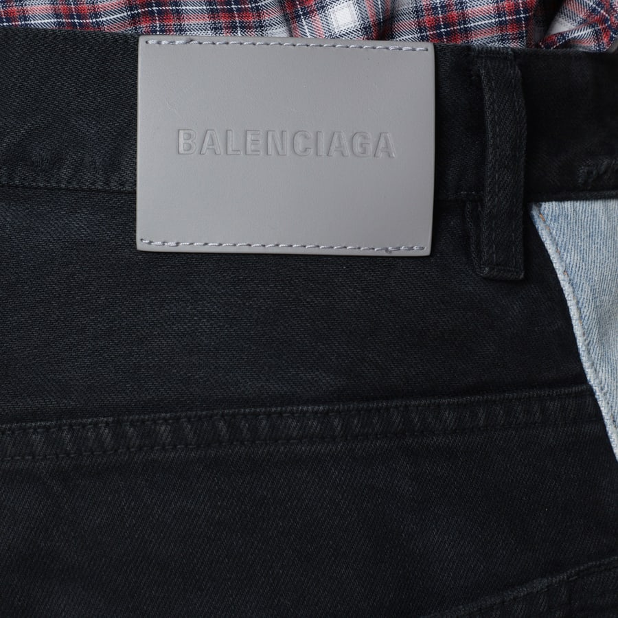 Balenciaga Pantaloni in denim con profili marrone scuro e nero, view 6