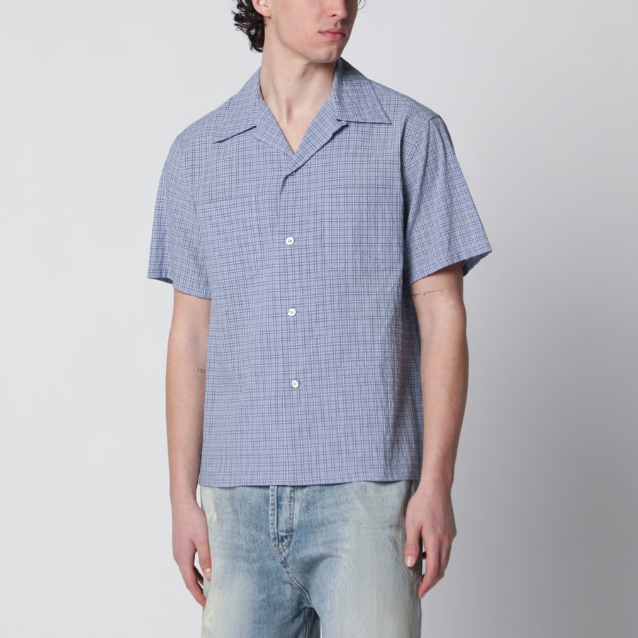 Maison Margiela Camicia bowling azzurra a quadri