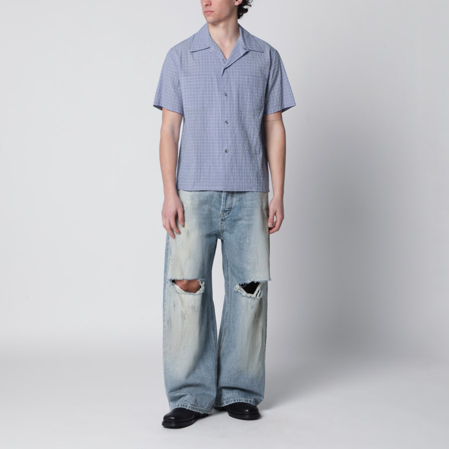 Maison Margiela Camicia bowling azzurra a quadri, view 2