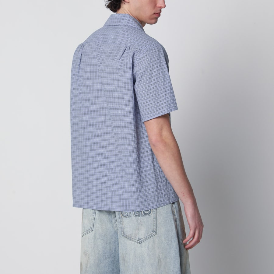Maison Margiela Camicia bowling azzurra a quadri, view 3