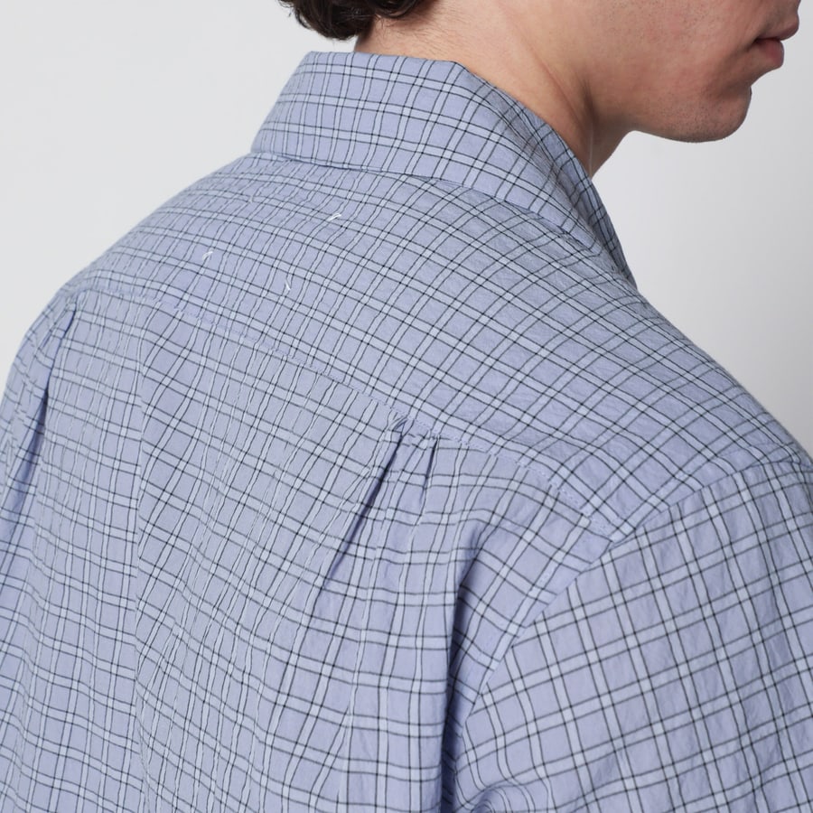 Maison Margiela Camicia bowling azzurra a quadri, view 4