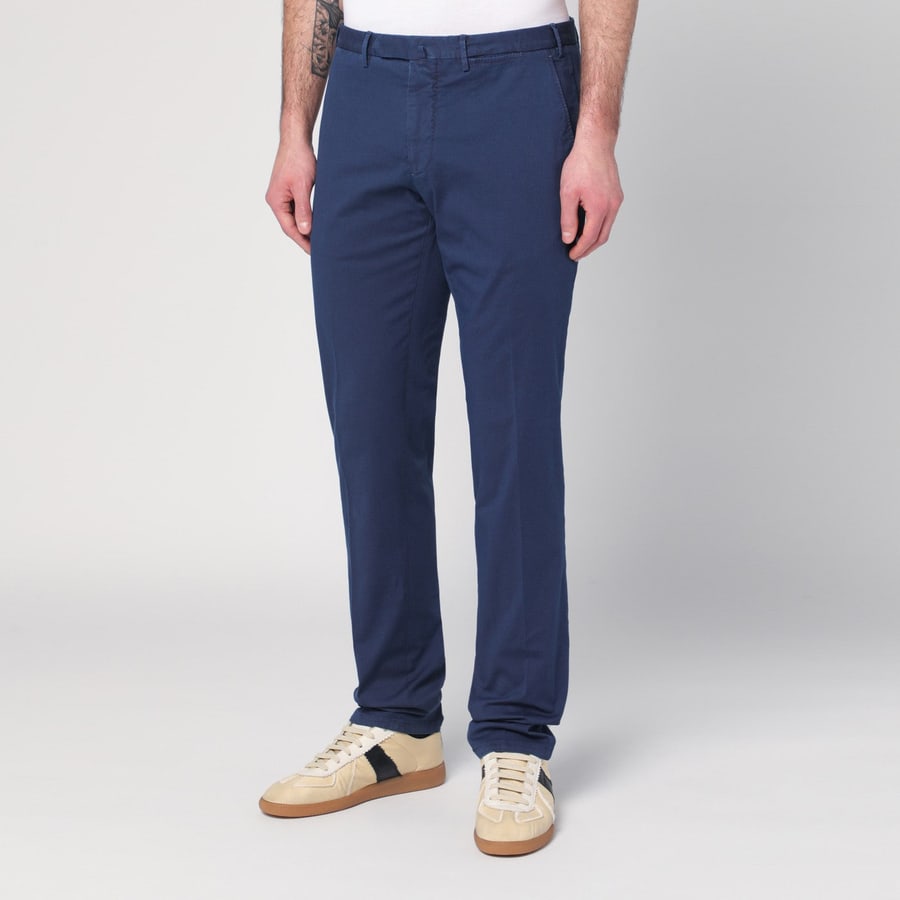 SANTANIELLO Pantalone blu in cotone, view 3