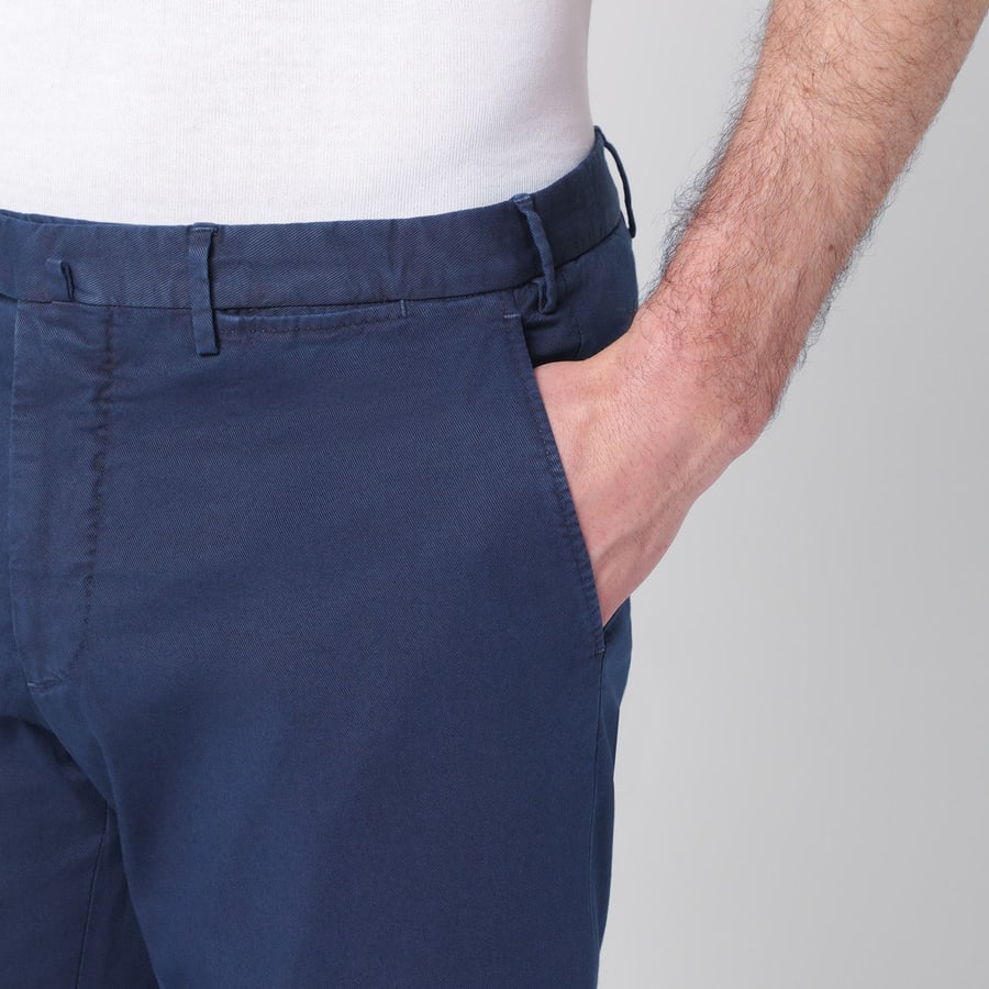 SANTANIELLO Pantalone blu in cotone, view 5