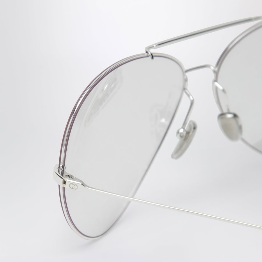 Gucci Occhiali da sole Pilot argento, view 3