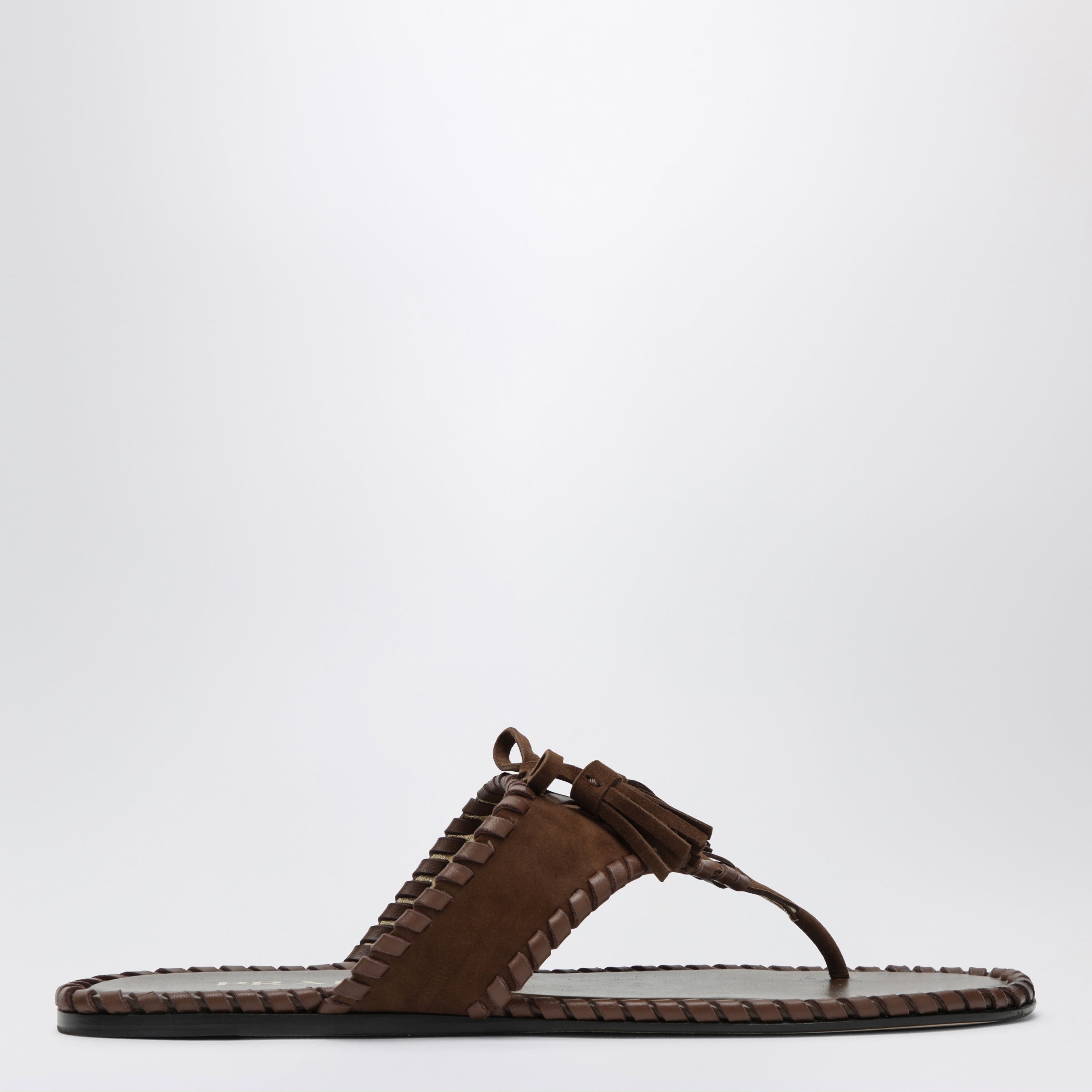 Prada Infradito in suede e nappa con nappine