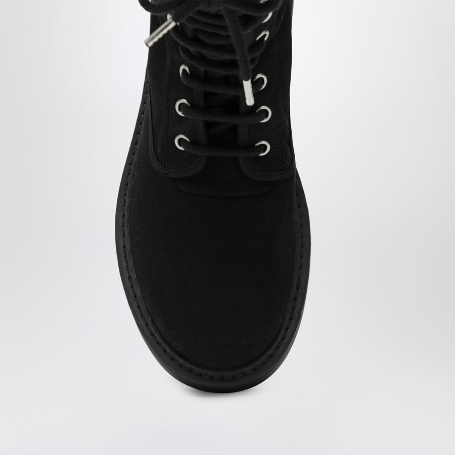 Prada Stivaletti stringati in canvas neri, view 3