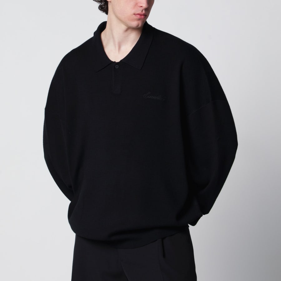 Fear of God Essentials Polo Signature anni '90 in maglia di lana nera