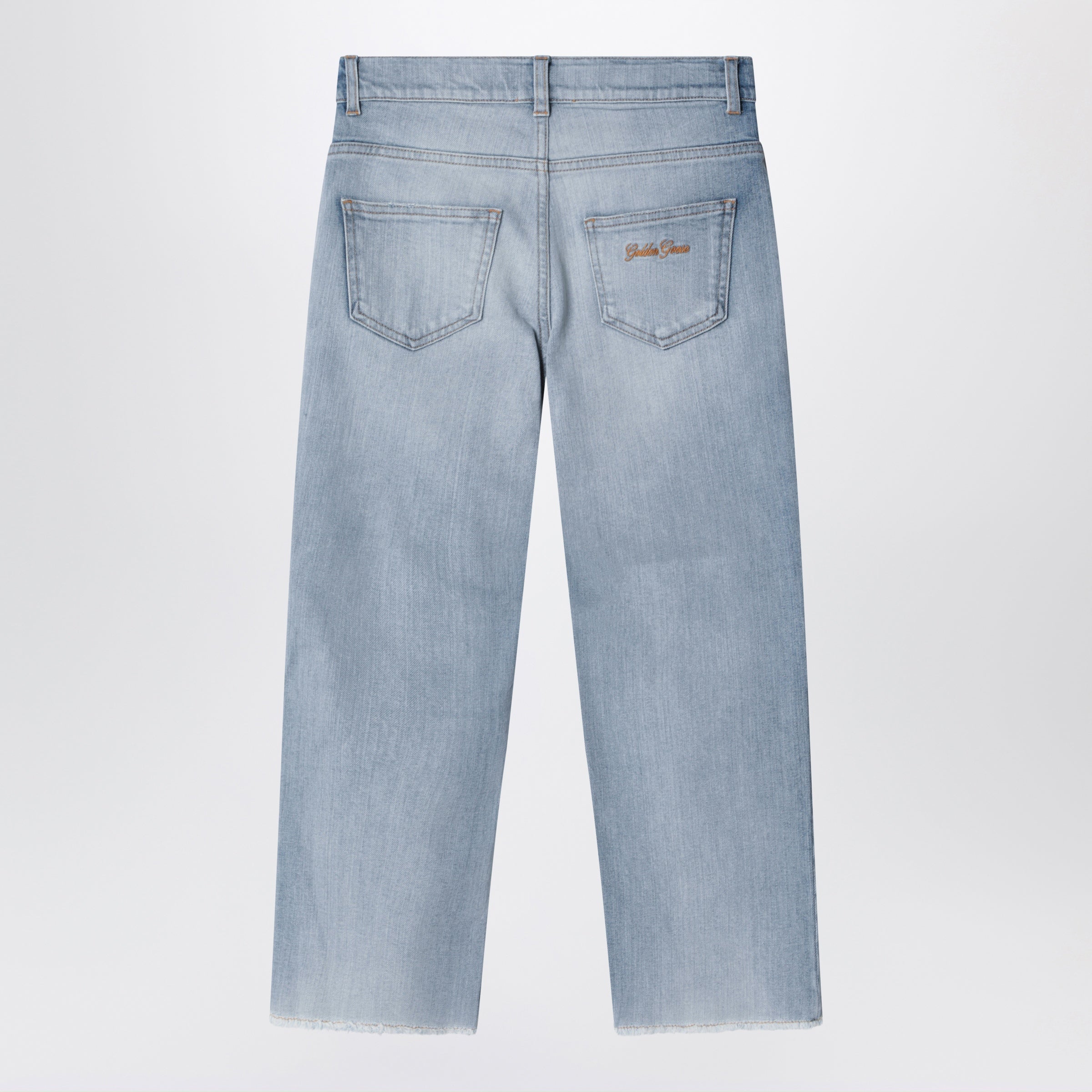 Golden Goose Jeans blu medio con ricamo logo, view 2