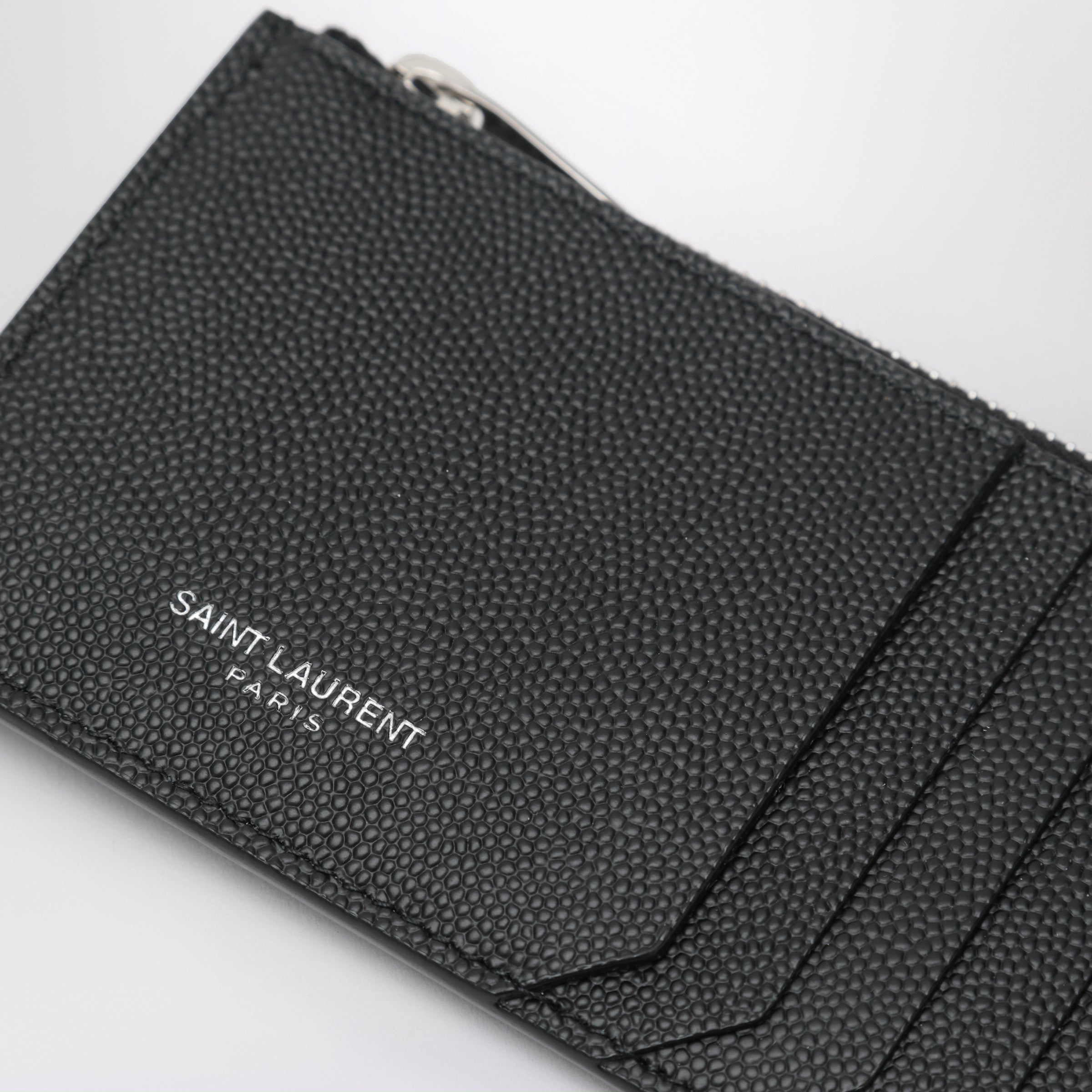 Saint Laurent Portacarte Fragments con zip nero