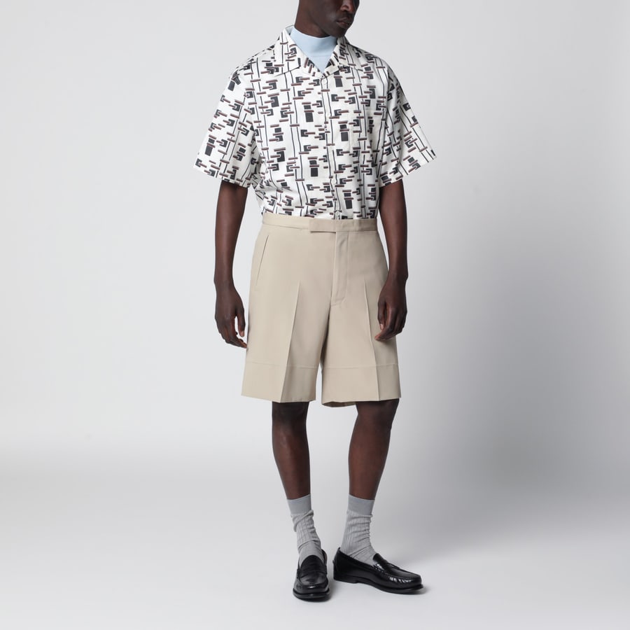 Prada Bermuda color sabbia in cotone, view 2