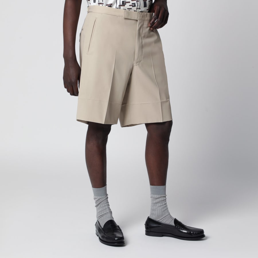 Prada Bermuda color sabbia in cotone, view 3