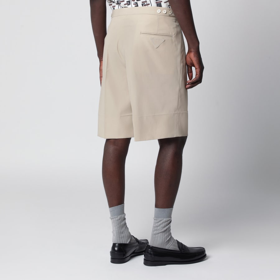 Prada Bermuda color sabbia in cotone, view 4