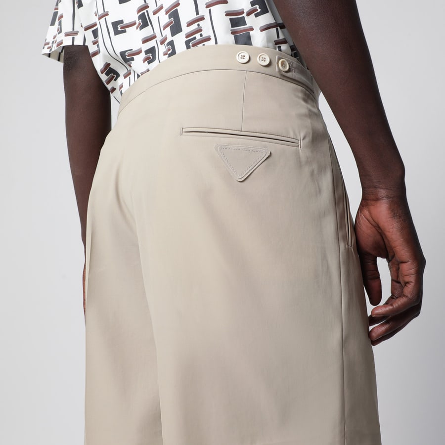 Prada Bermuda color sabbia in cotone, view 5