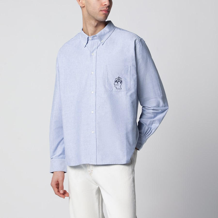 BRAIN DEAD Camicia button-down azzurra in cotone
