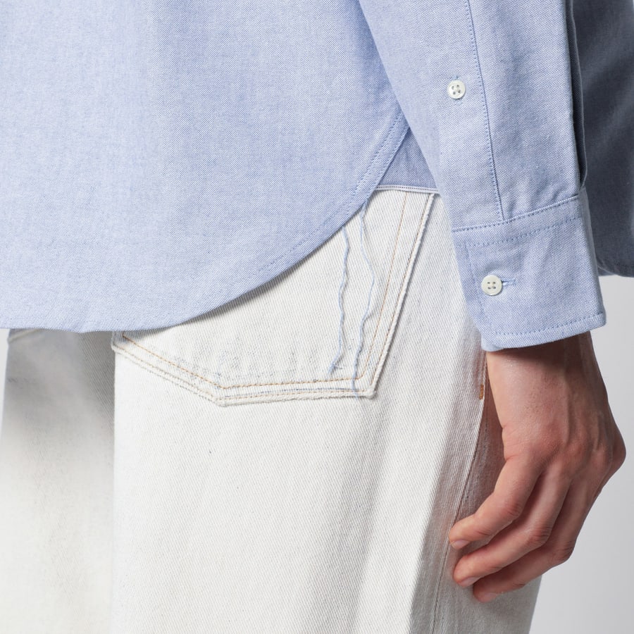 BRAIN DEAD Camicia button-down azzurra in cotone, view 4