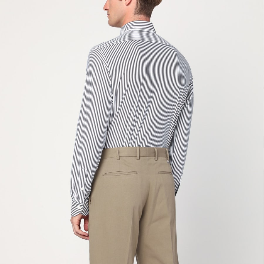 XACUS Camicia Active bianca a righe Tailor Fit, view 3