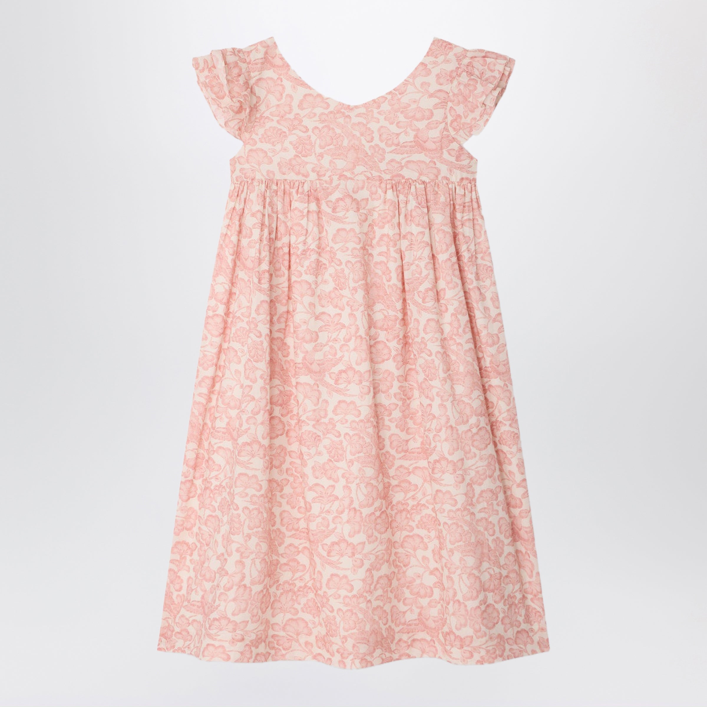 BONPOINT Abito Galantine in voile rosa con stampa floreale
