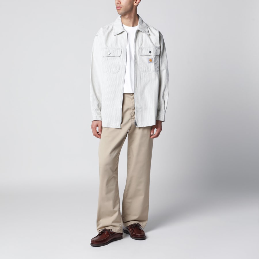 Carhartt WIP Giacca camicia Mercer a righe in cotone bianca
