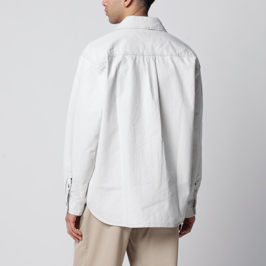 Carhartt WIP Giacca camicia Mercer a righe in cotone bianca, view 3