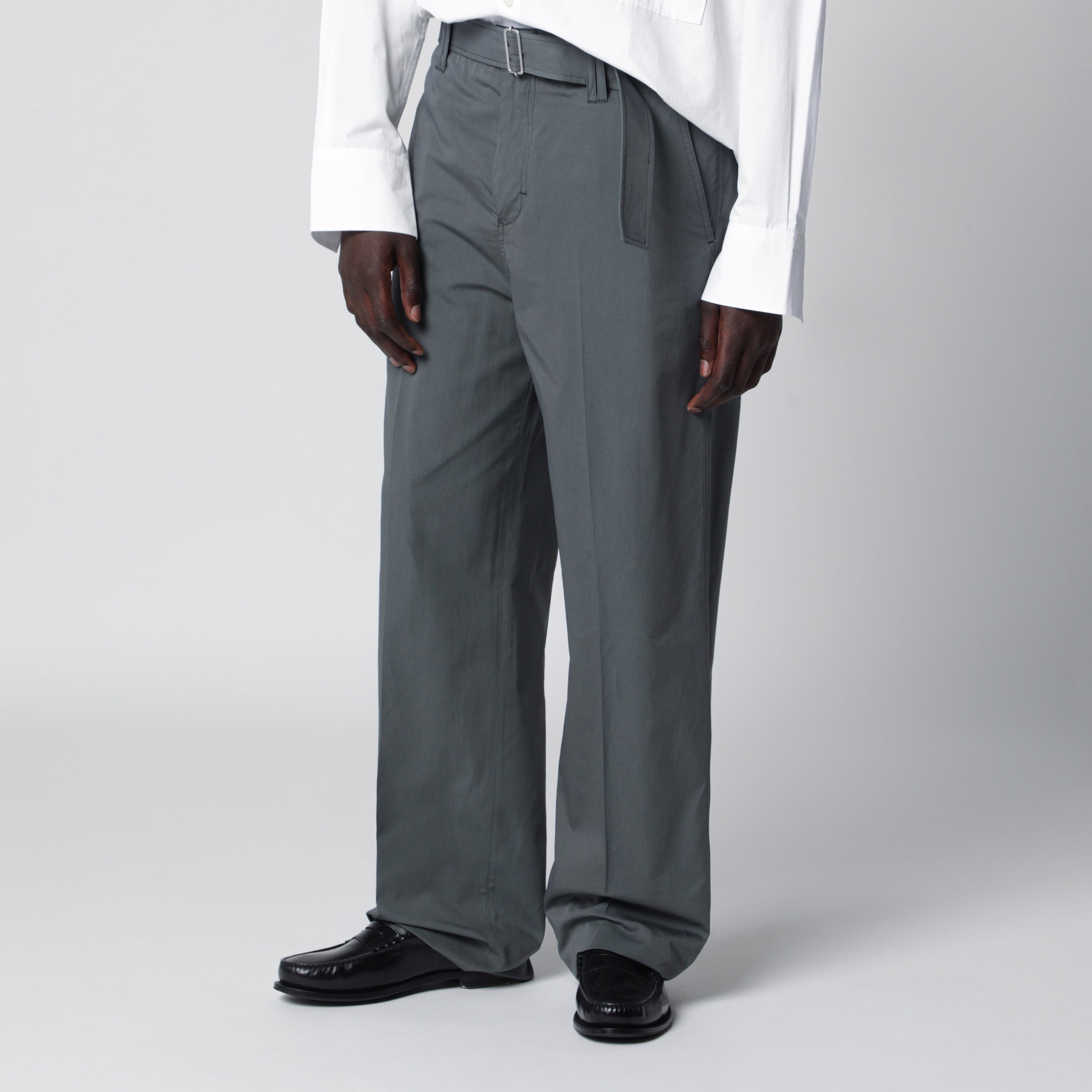 LARDINI Pantalone grigio in cotone e seta