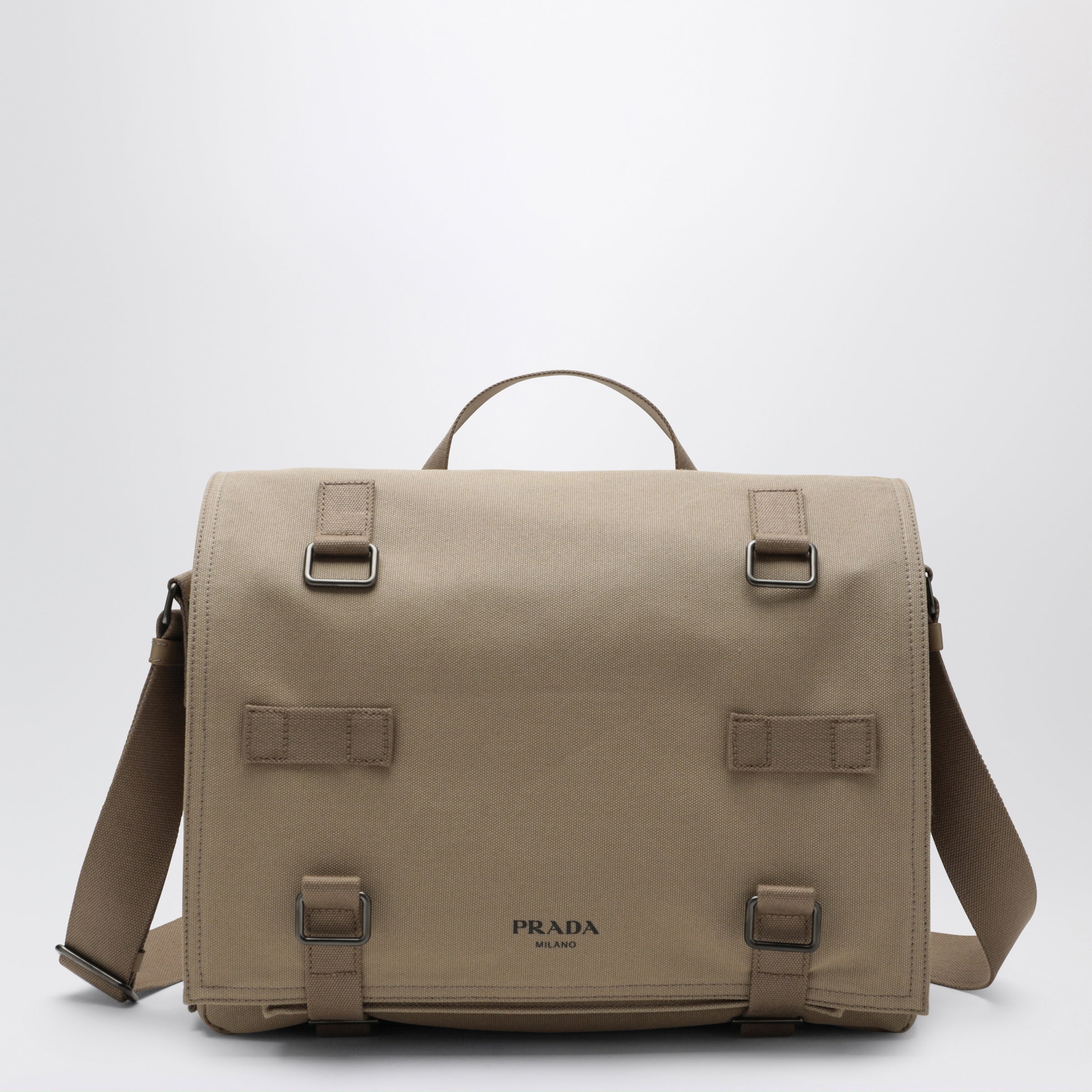 Prada Borsa a tracolla color deserto in canvas