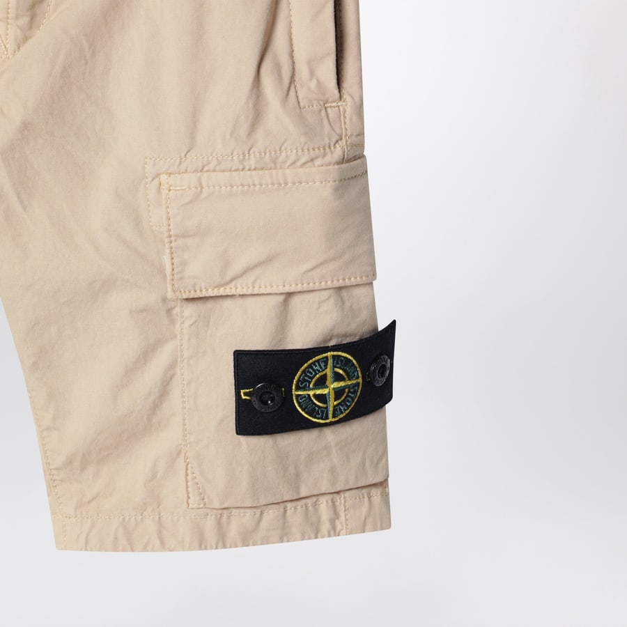 Stone Island Bermuda beige cargo con patch logo Compass, view 3