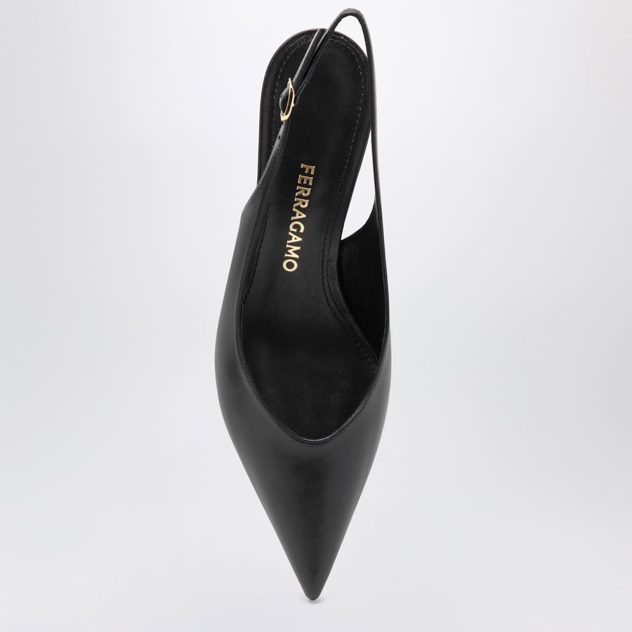 Ferragamo Slingback nera con tacco scultura S, view 3