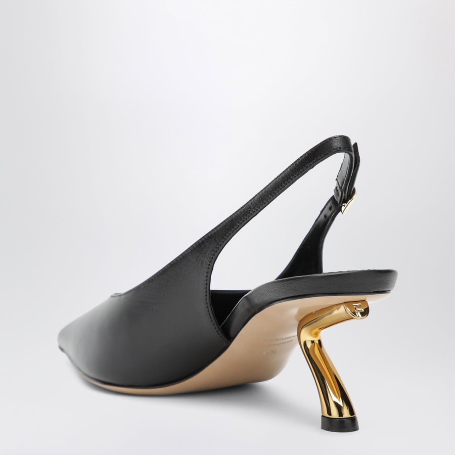 Ferragamo Slingback nera con tacco scultura S, view 4