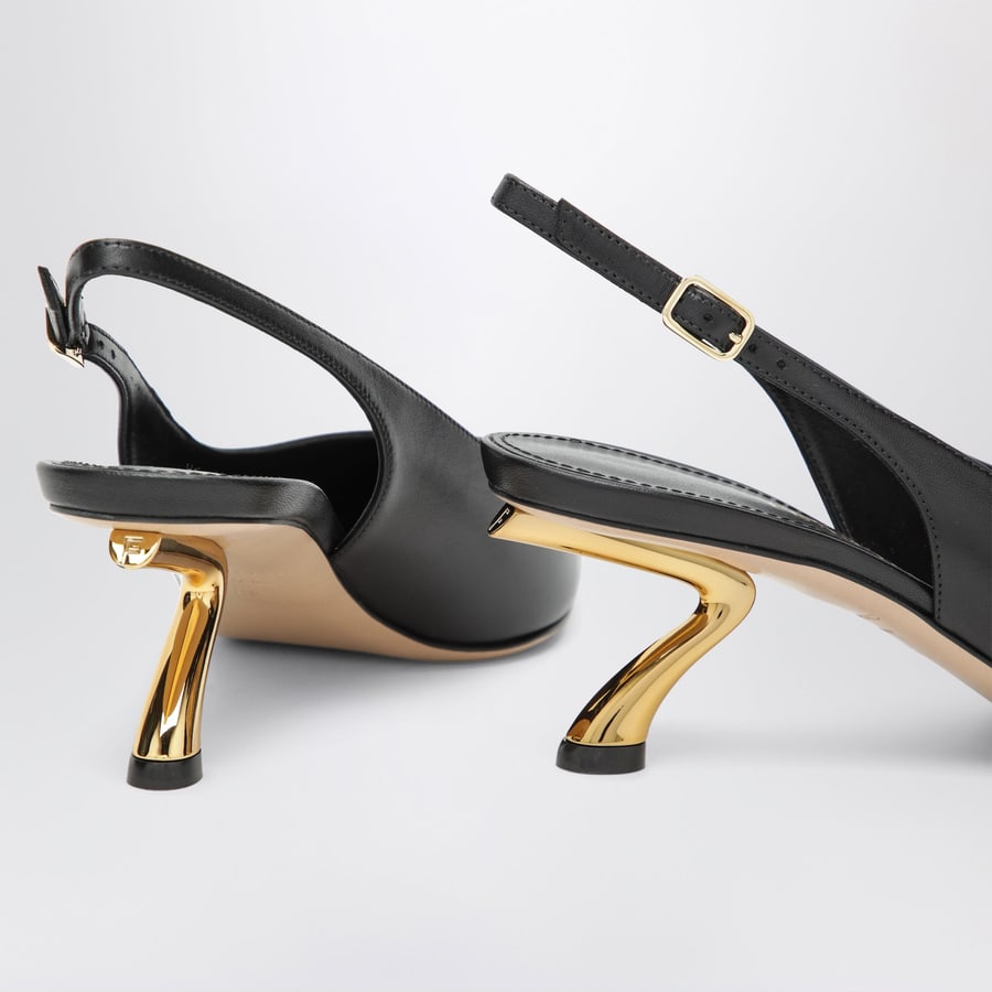 Ferragamo Slingback nera con tacco scultura S, view 5