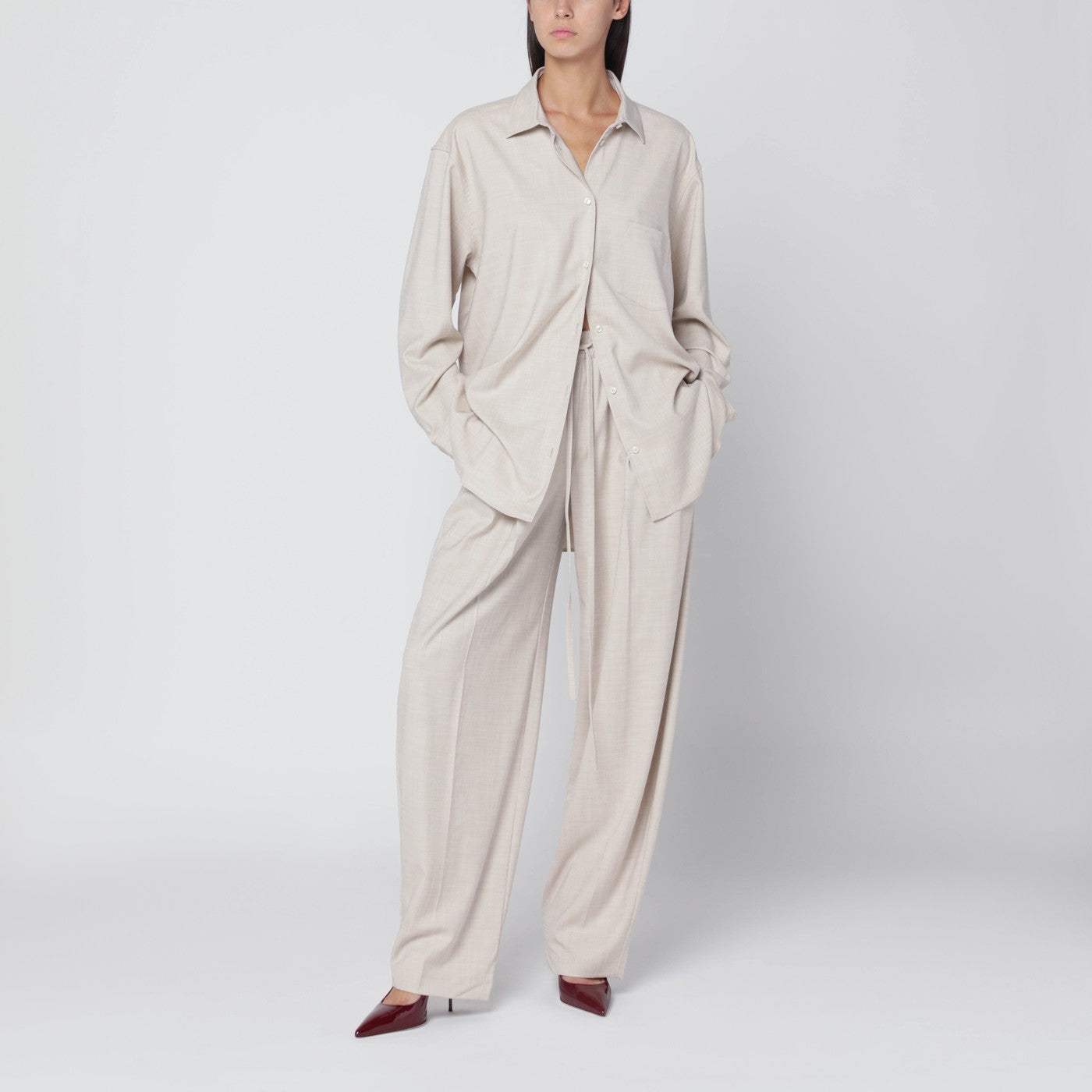 THE ANDAMANE Pantalone in grisaglia mélange avorio