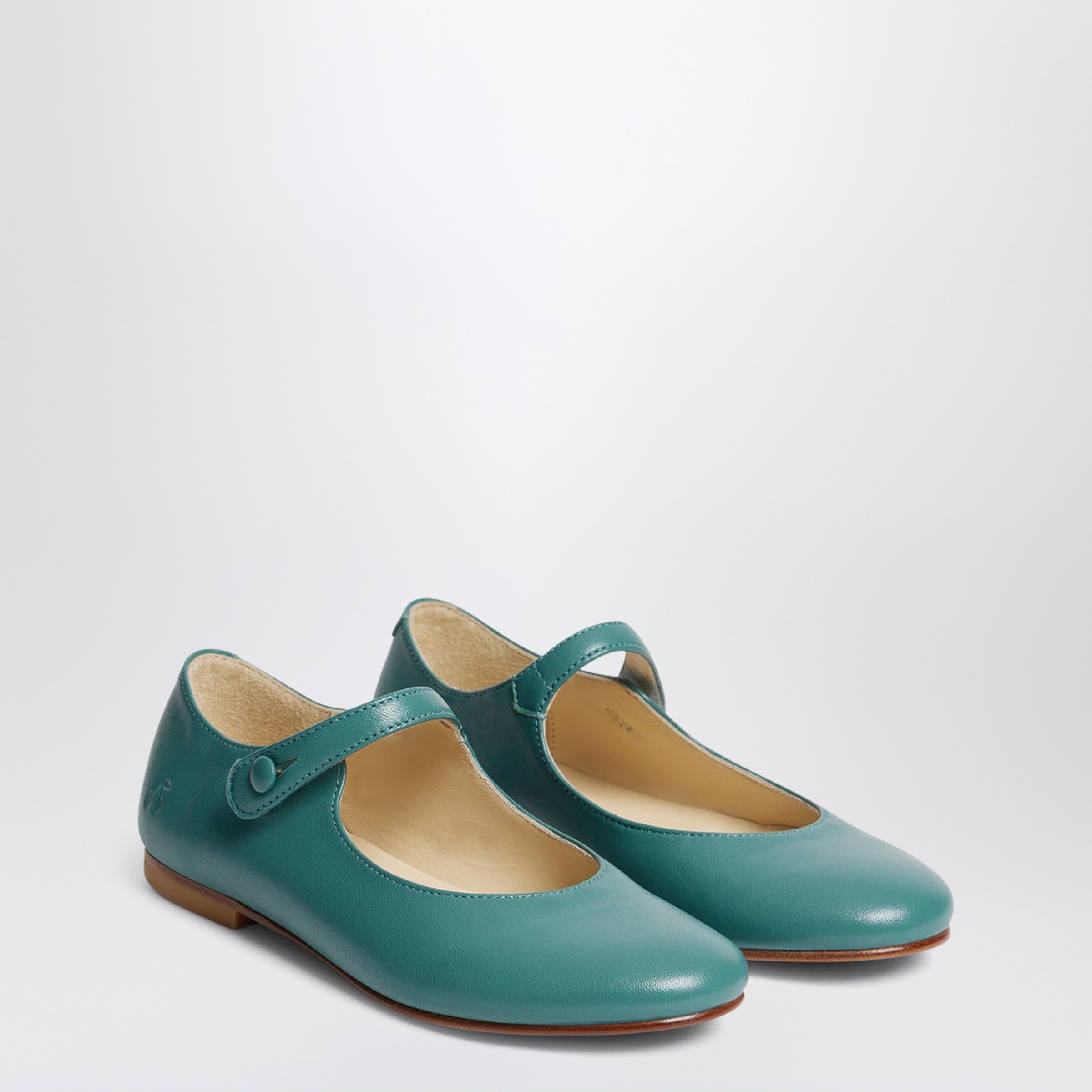 BONPOINT Ballerine Ella in pelle verde ardesia, view 2