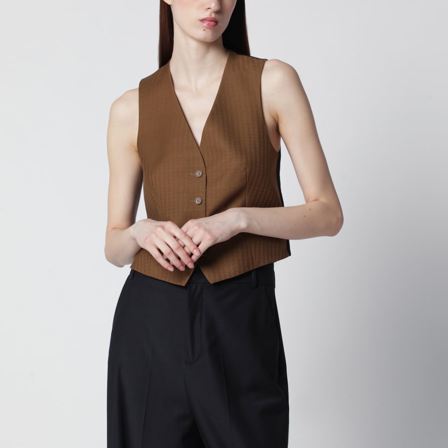 Burberry Gilet in lana e mohair marrone
