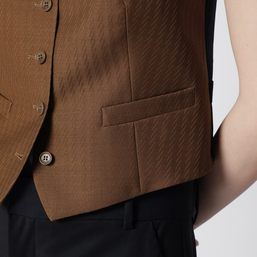 Burberry Gilet in lana e mohair marrone, view 4