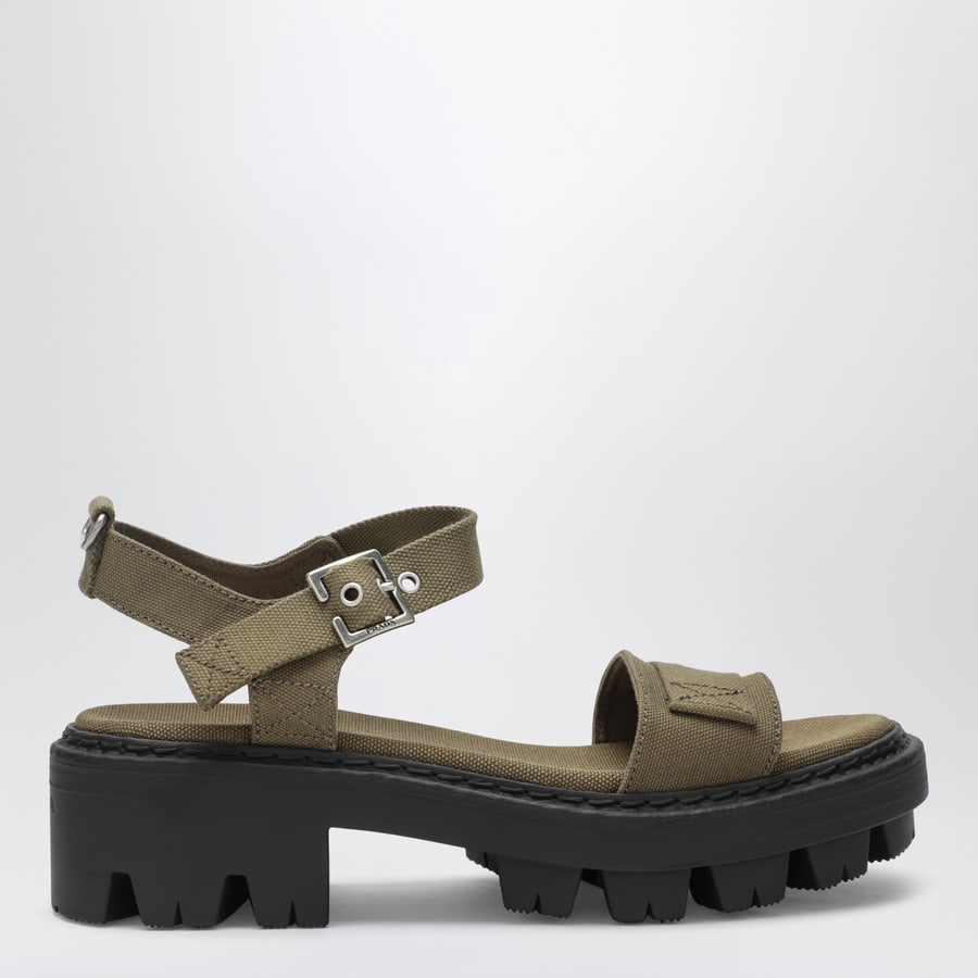 Prada Sandali in canvas verde militare