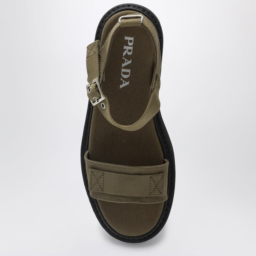 Prada Sandali in canvas verde militare, view 3
