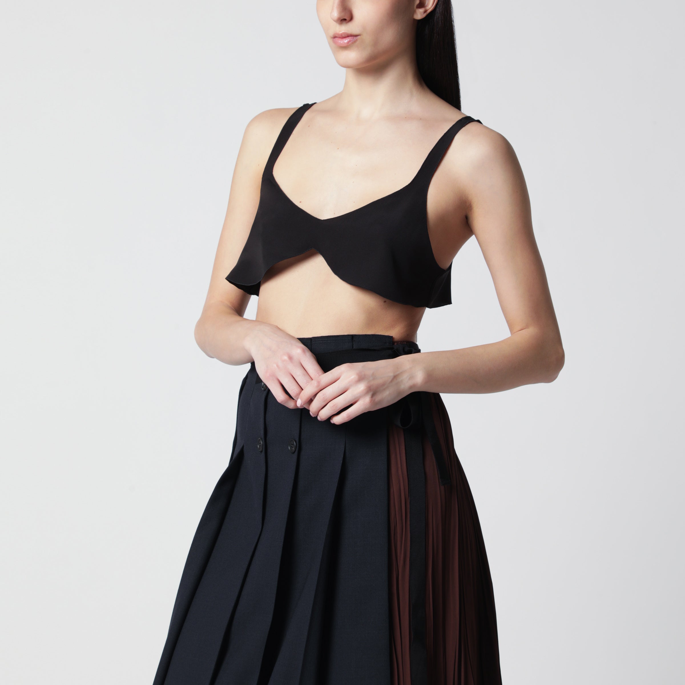 Prada Top in crêpe de chine in seta nero
