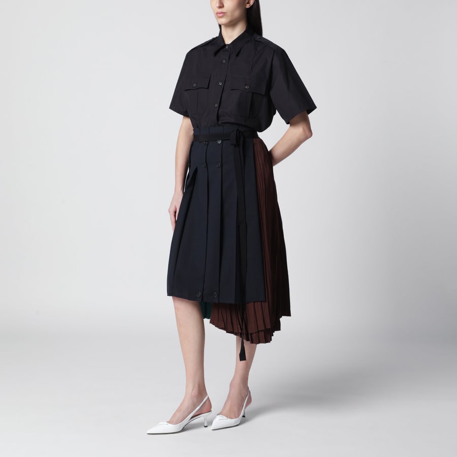 Prada Gonna patchwork in faille blu, view 2