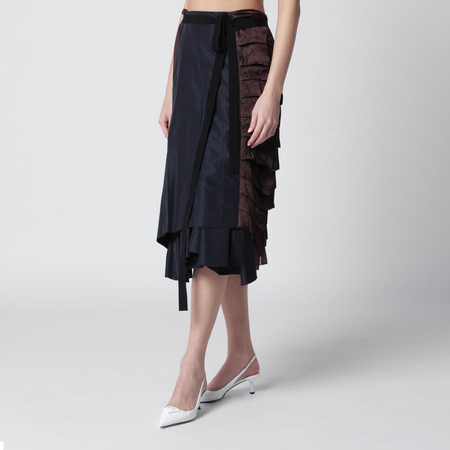 Prada Gonna patchwork in faille blu, view 3