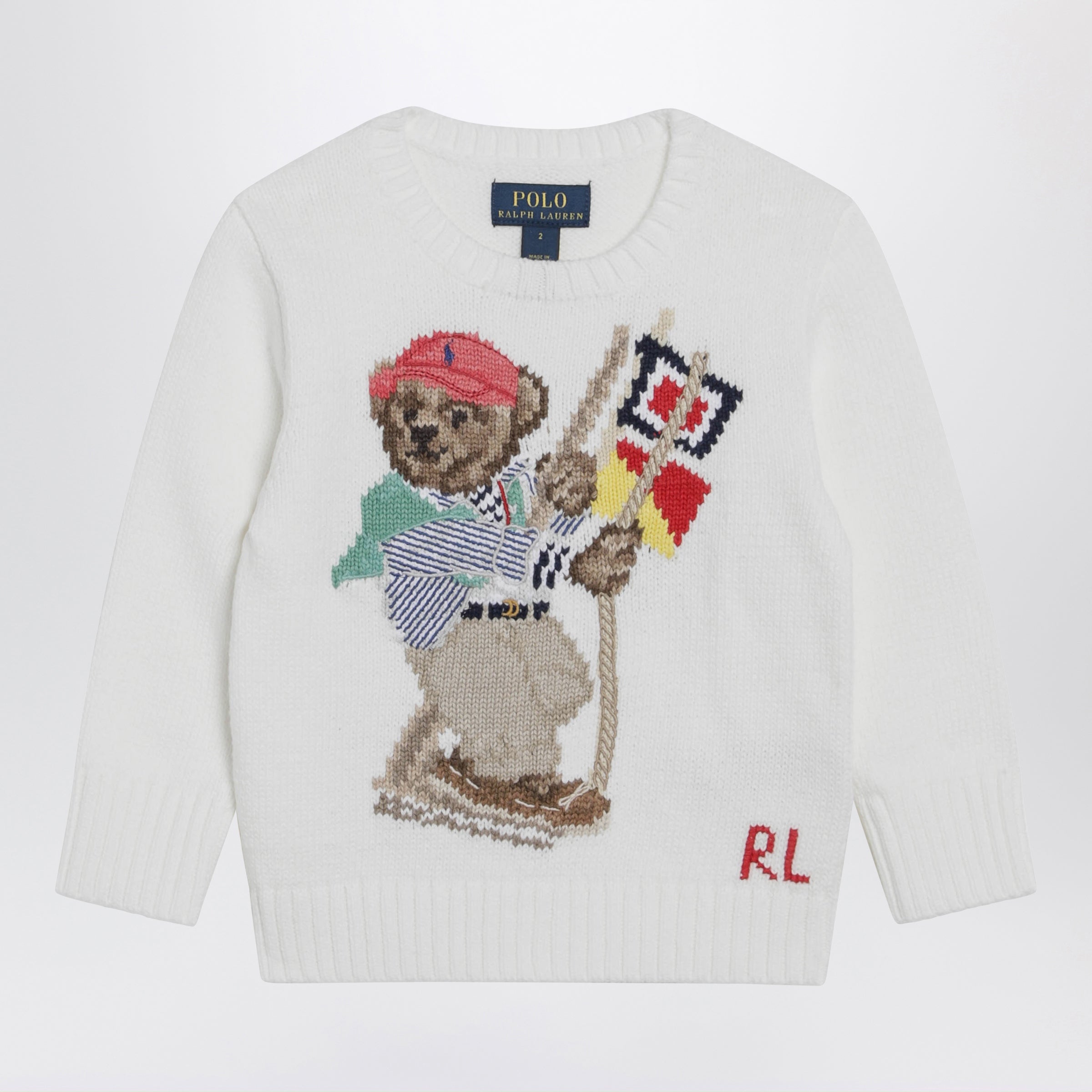 Polo Ralph Lauren Maglione bianco con Polo Bear in cotone