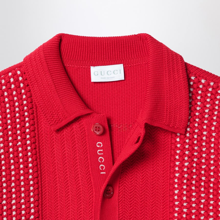 Gucci Cardigan rosso in cotone, view 3