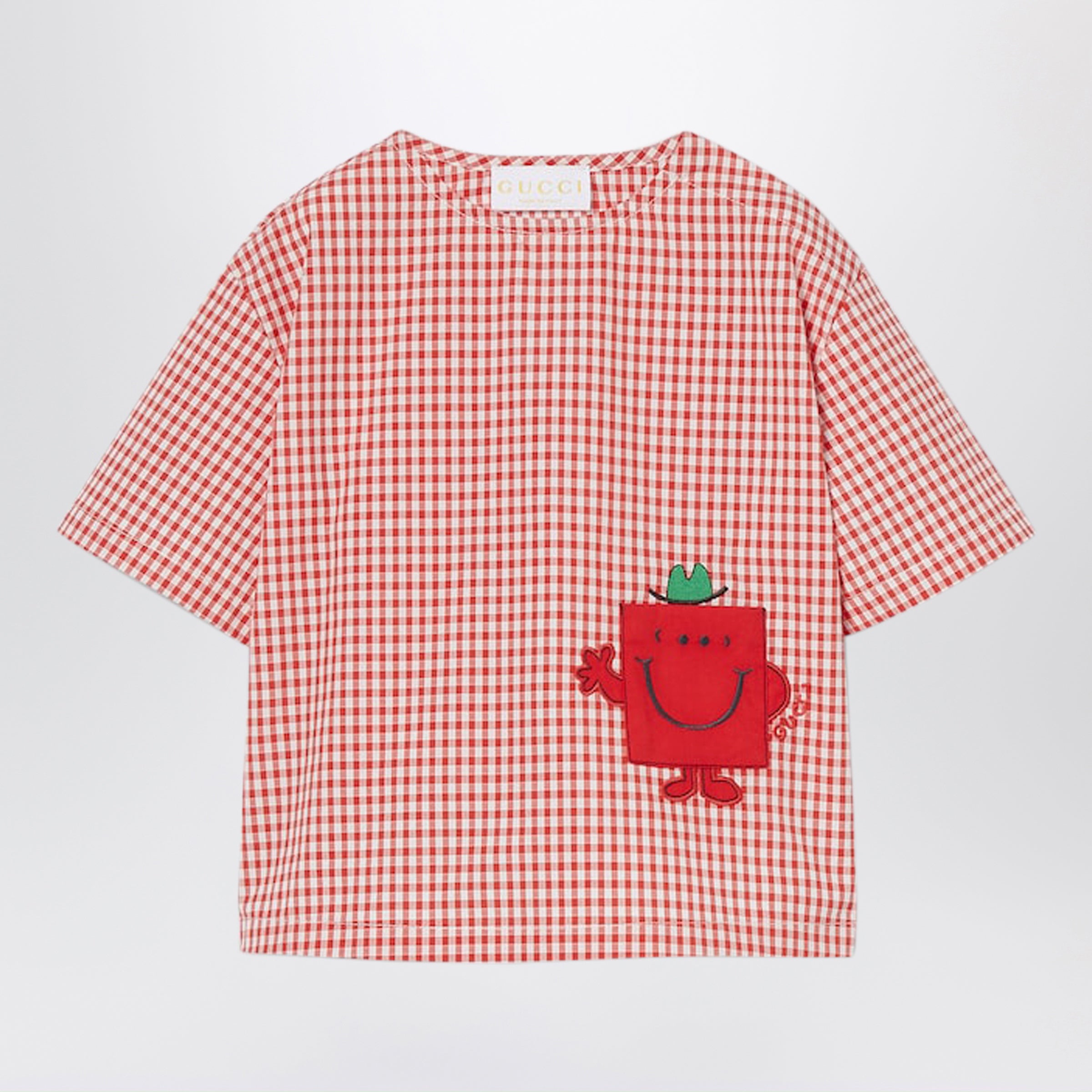 Gucci T-shirt in cotone a quadretti rosso/bianco