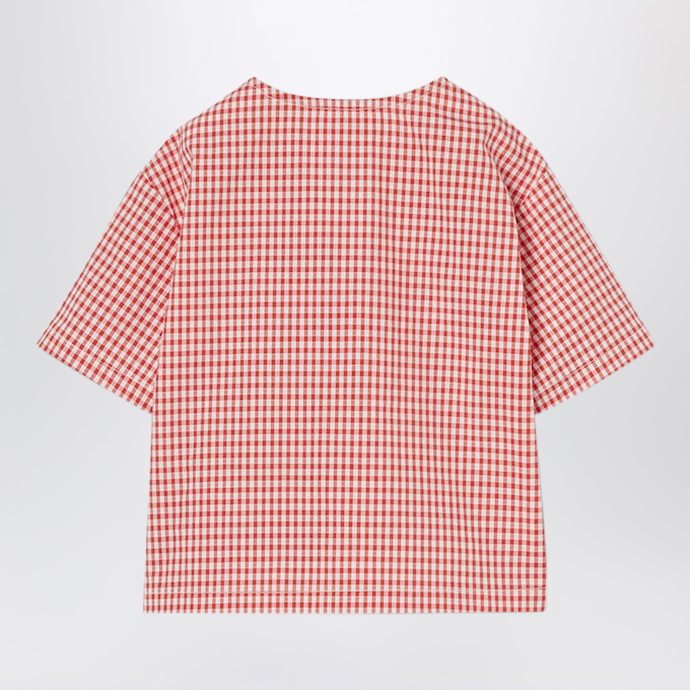 Gucci T-shirt in cotone a quadretti rosso/bianco, view 2