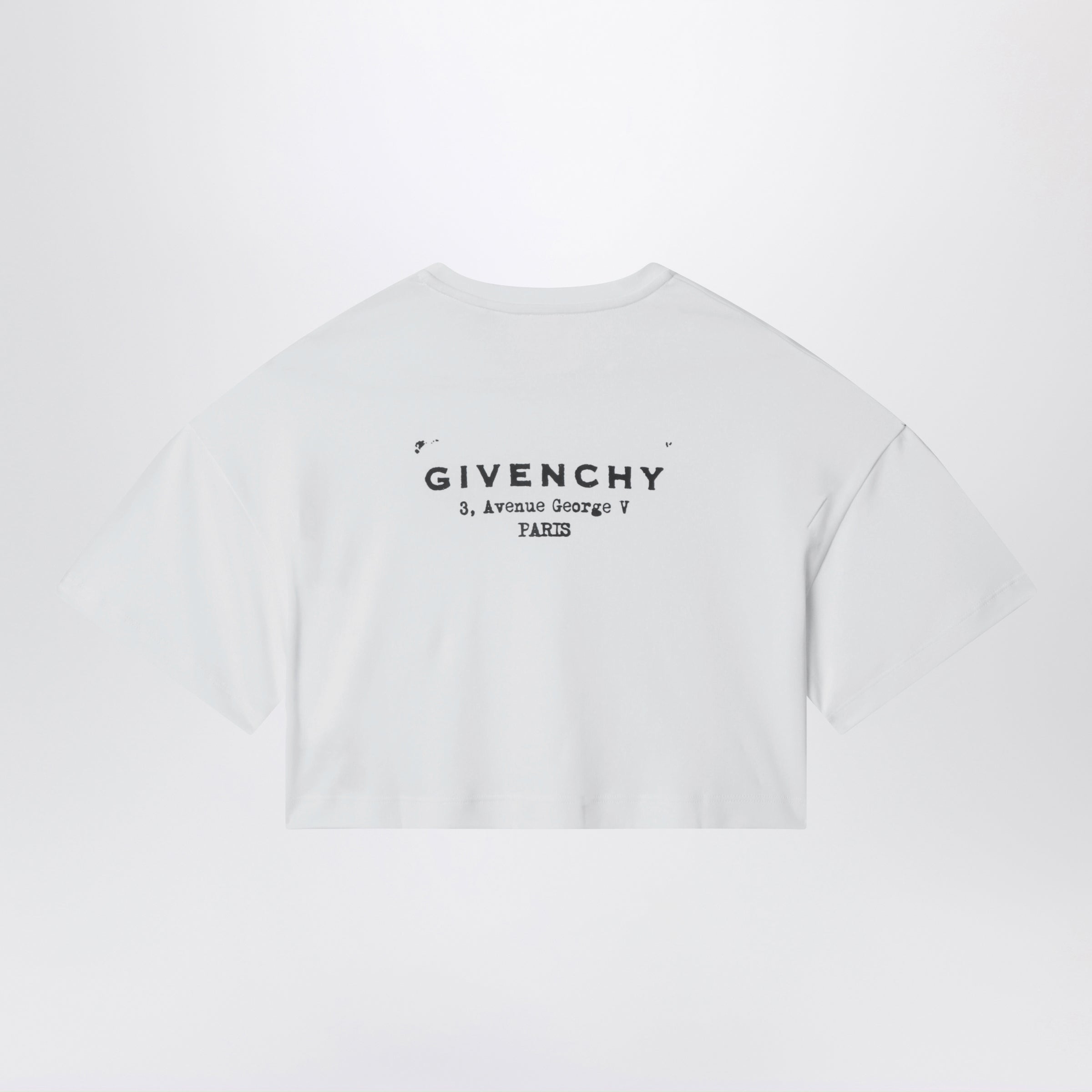 Givenchy T-shirt cropped bianca con stampa logo, view 2