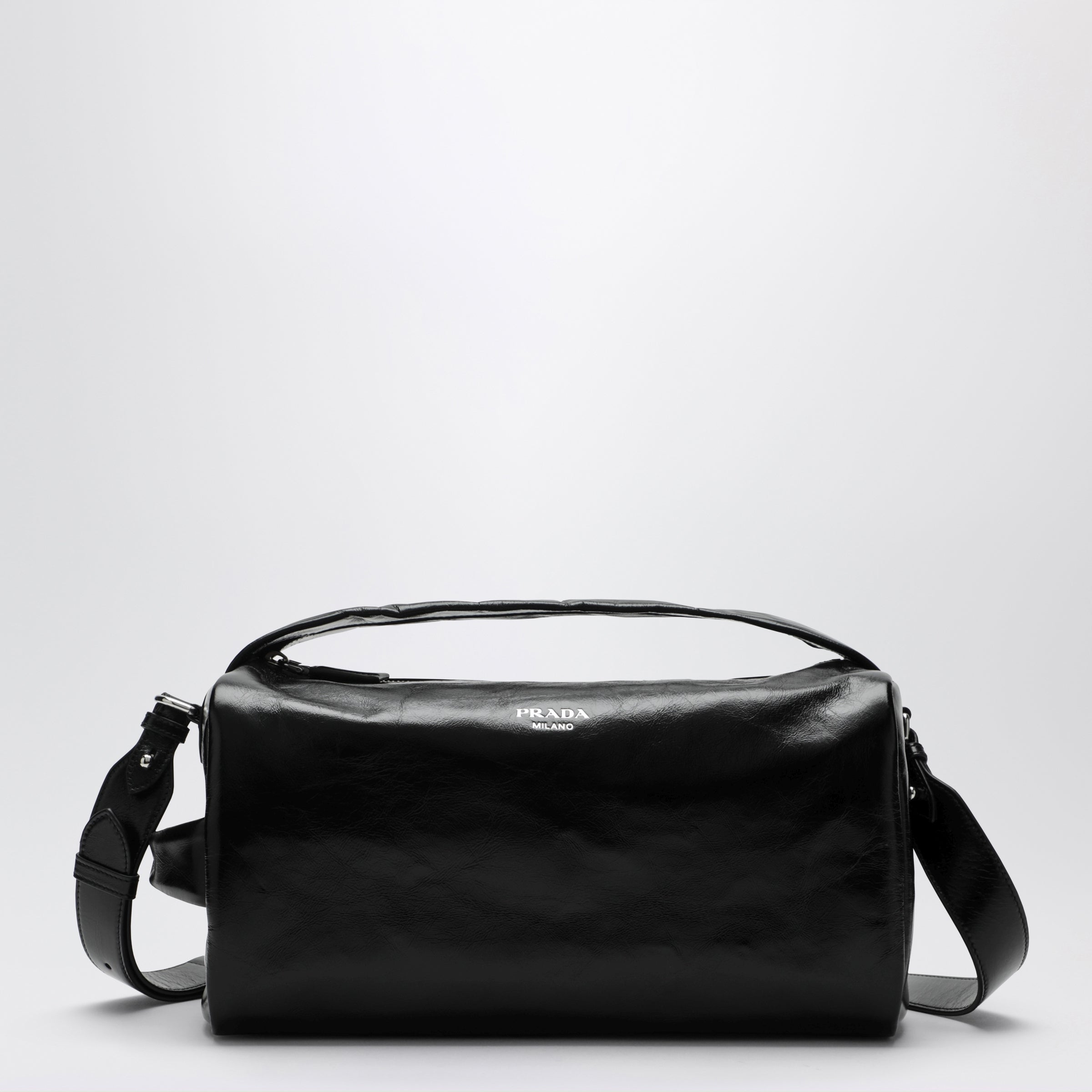Prada Borsa nera in pelle dal finish luminoso
