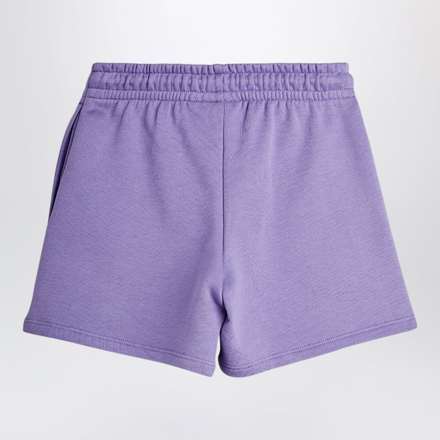 MINI RODINI Shorts viola con ricamo palla da calcio, view 2