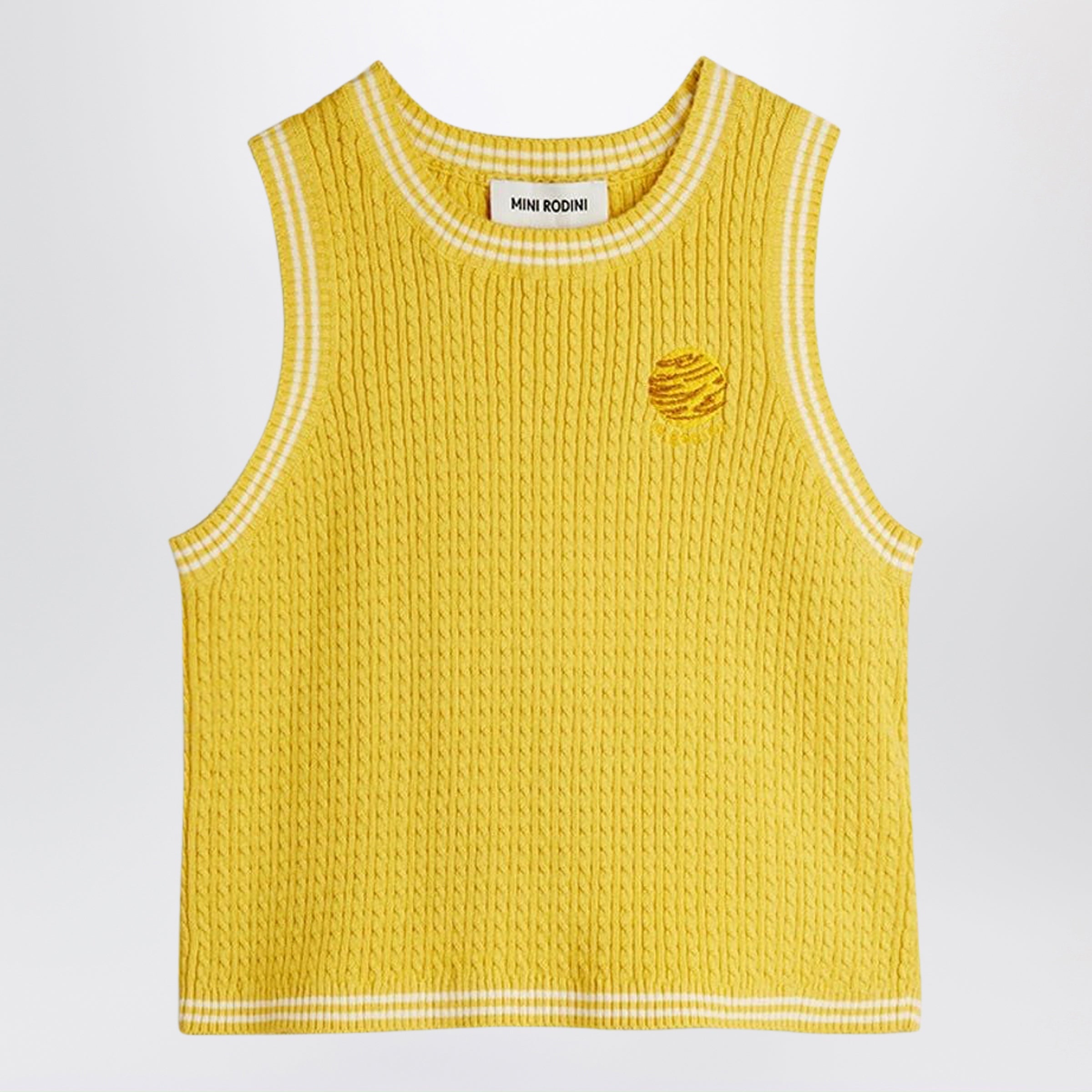MINI RODINI Canotta gialla in maglia a trecce