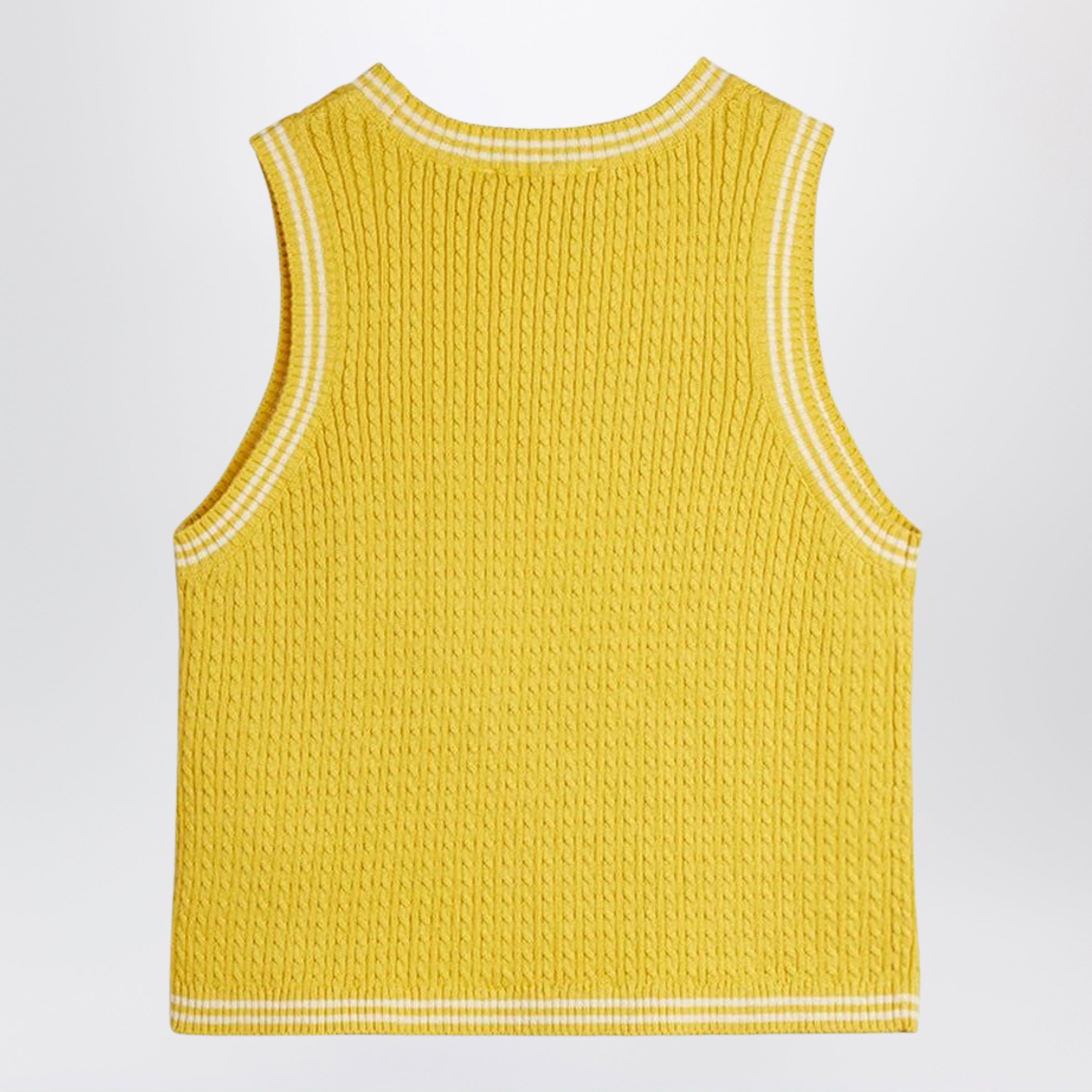 MINI RODINI Canotta gialla in maglia a trecce, view 2